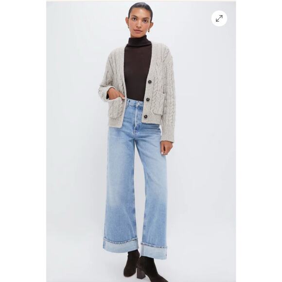 NWT‎ Tuckernuck Arthur Cable Knit Cardigan Sweater Gray Wool Blend Cropped XXL - Picture 6 of 16